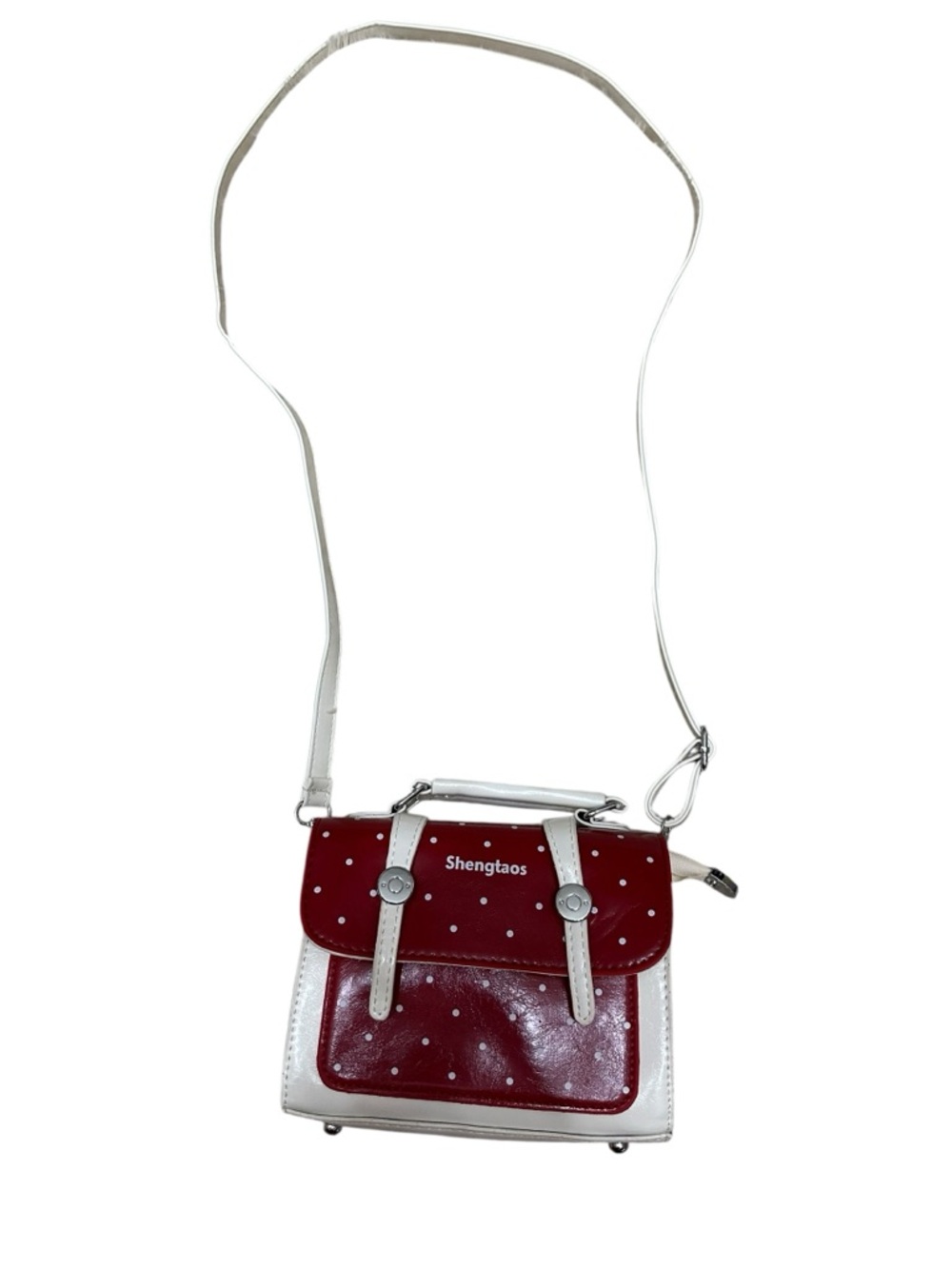 Red and White Crossbody Satchel